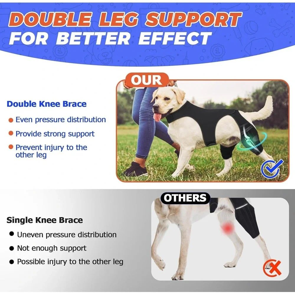 XXL‎ Dog Knee Brace – Hind Leg ACL Support for Patella, Hip Dysplasia, Injuries